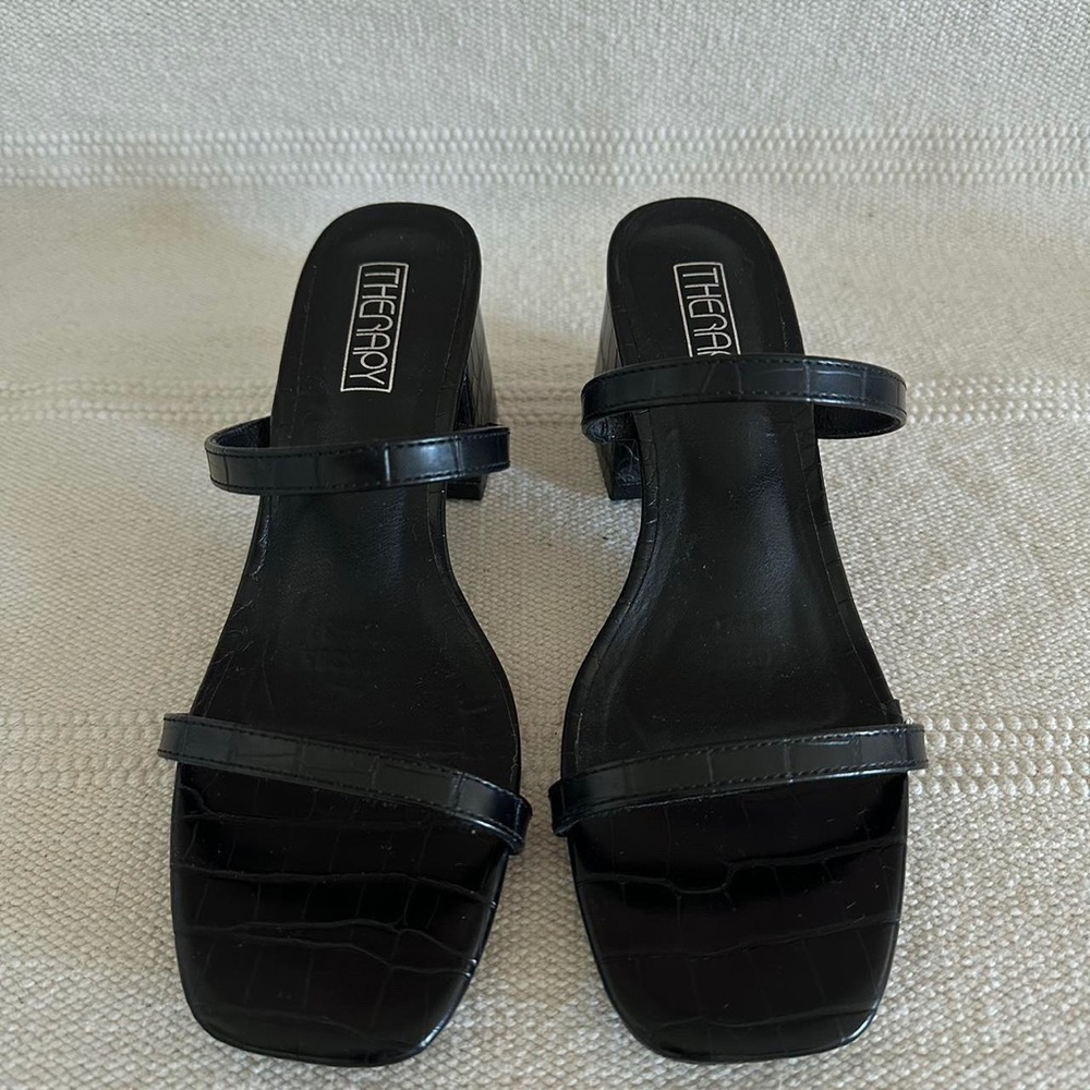Faux Leather Block Heel